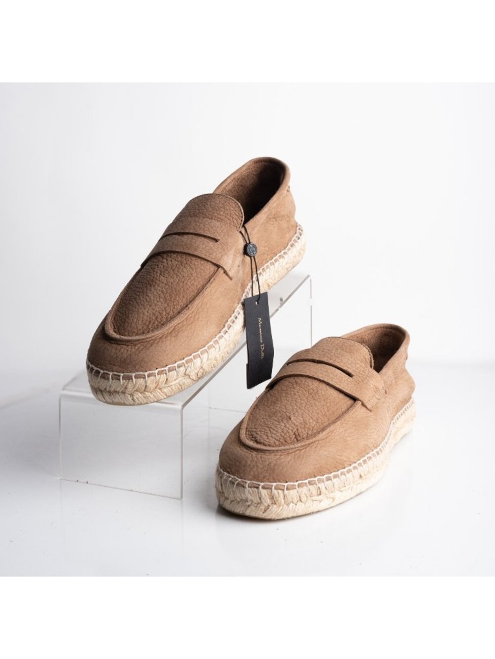 Massimo Dutti Mens Leather Espadrille Loafers Brown Sz US 10 EU 43 NWT 2952/450